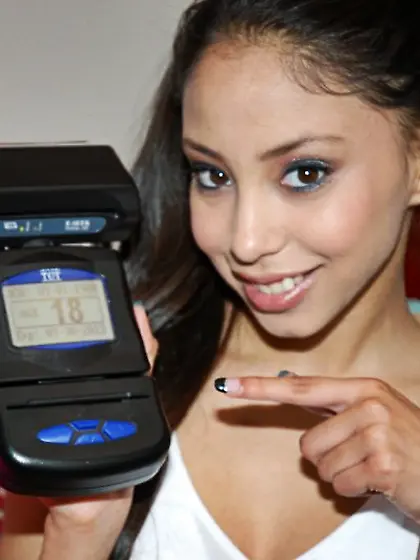 Sexy teen Alexis Love with ponytails rides a cock then eats fres