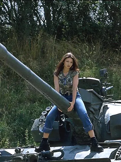 Giant  titted military babe Veronica Zemanova does exercises in
