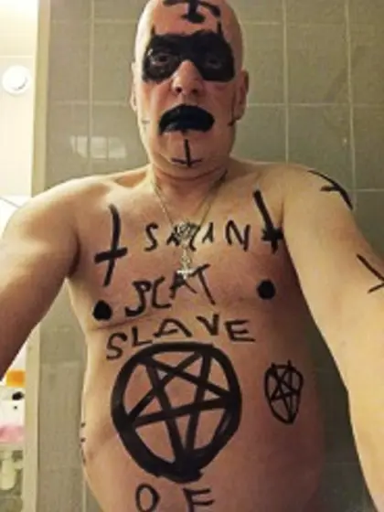 Satan slave takes a perverted Enema Scat session