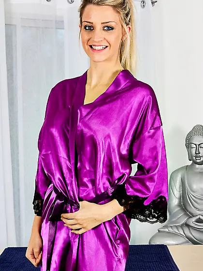 Showy blonde wearing bright