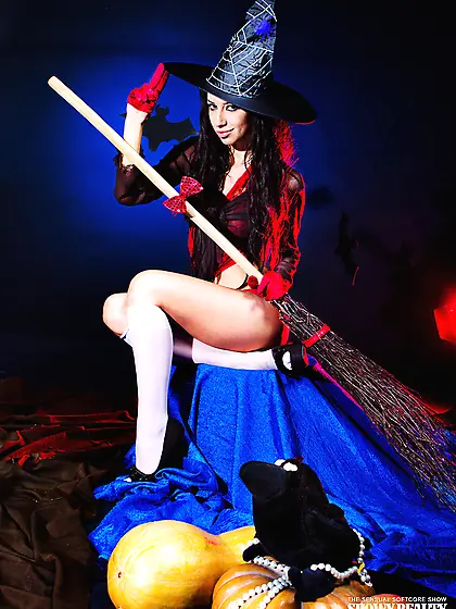 Witch in a peaked hat