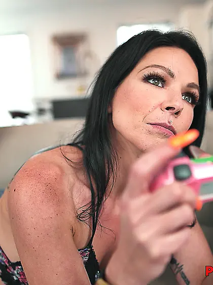 Raven-haired MILF Sky B gets fucked by her bearded roommate