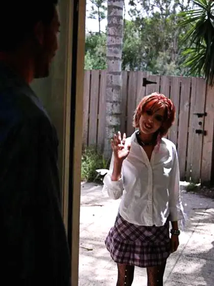 Redhead skank rides hard