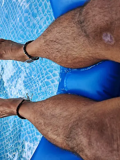 Tanning our legs and feet