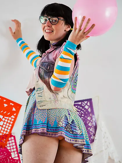 Brunette bookworm with pigtails undresses because it's time to s