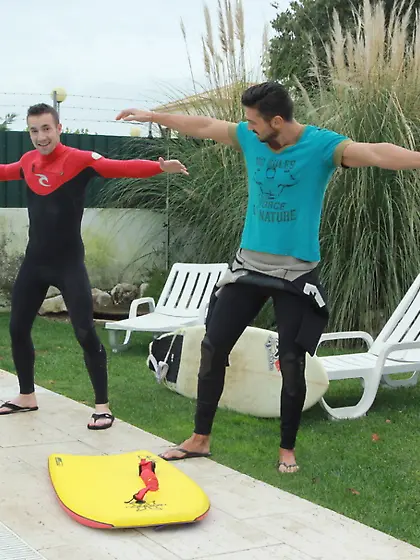 Surfing training ends wild