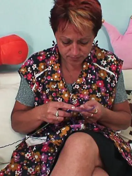 Long-haired brunette chick surprises