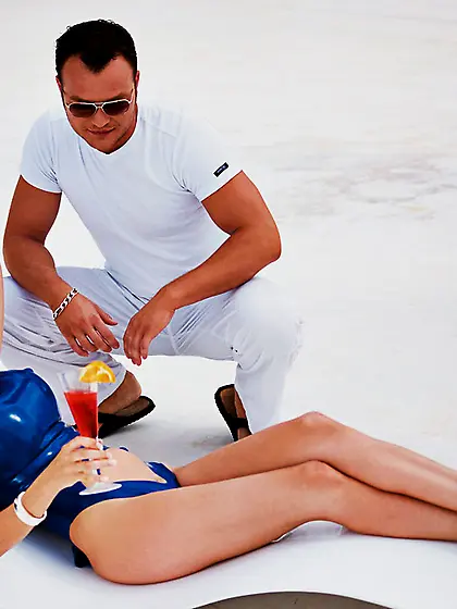 Blonde bombshell lays white