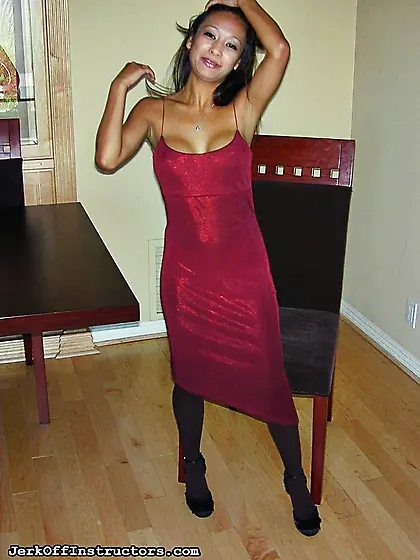 Asian girl purple pantyhose