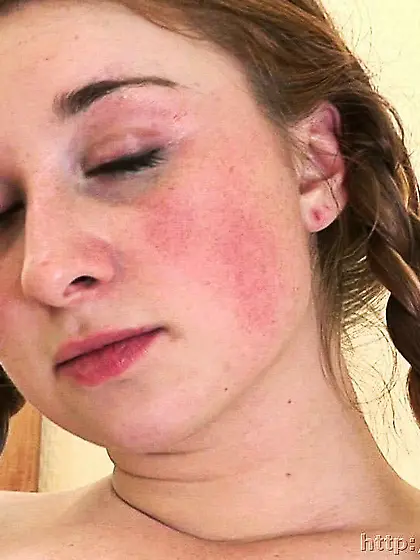 Teen pigtailed blonde dildo masturbation