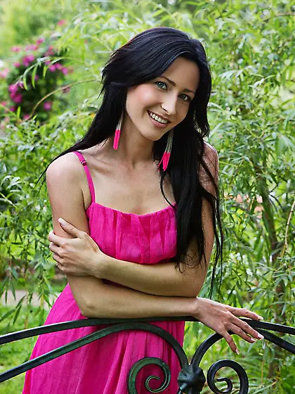 Precious brunette with long hair Janelle B smoothly sliding off