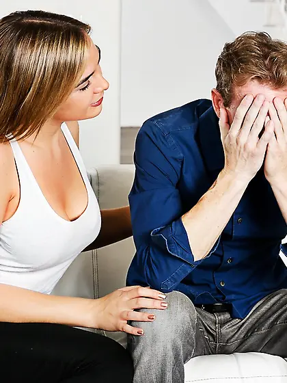 Petite blonde catches her BF cheating and joins to show that she