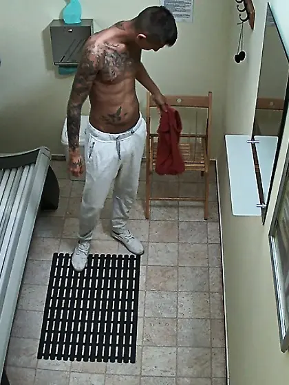 Slender young twink tattooed