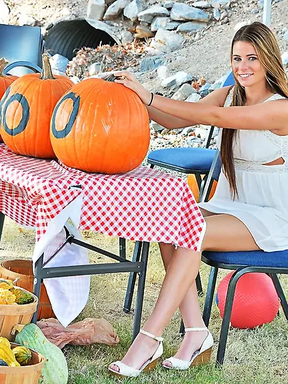 Blonde honey pierced nipples