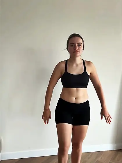 Petite teen Roos in the gym