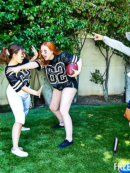 Leana Lovings and Madison Morgan getting fucked on the sofa