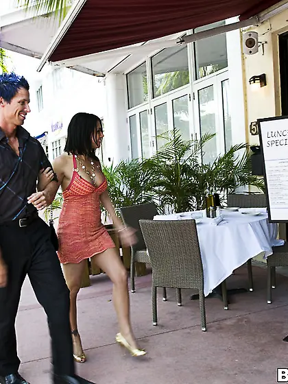 Eva Angelina takes her slutty pink dress off and blows a throbbi