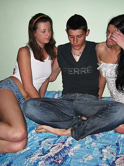 Cute amateur girlfriend threesome