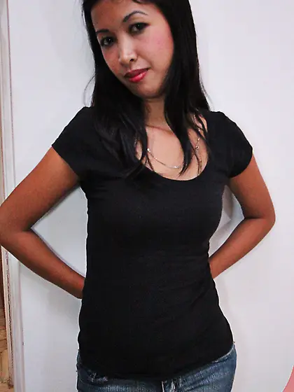 Sexy oriental girl with a sweet smile exposes boobies and gets f