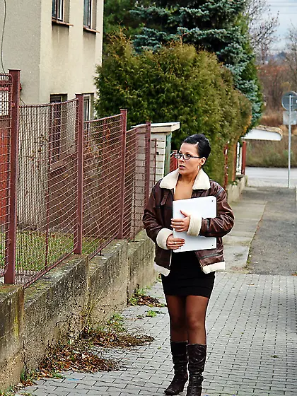 Sexy brunette teen secretary