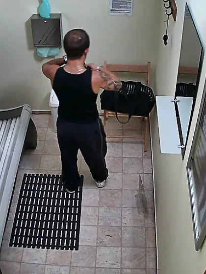 Strong bald hunk showing