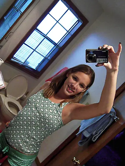 Angel faced teen girl Rebecca Riley flashes her tiny tits and gi