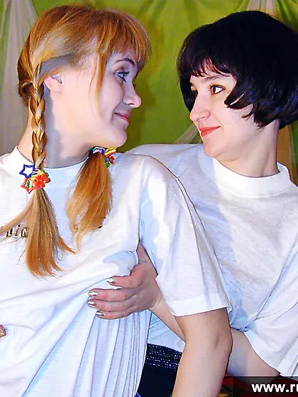 Russian teen lesbians with double dildo