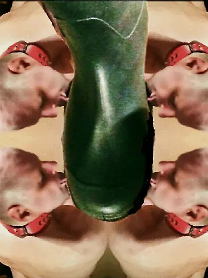 bdsm bald collar slave boot worship submissive