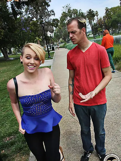 Emo blonde Caroline Cross makes her boyfriend watch interracial