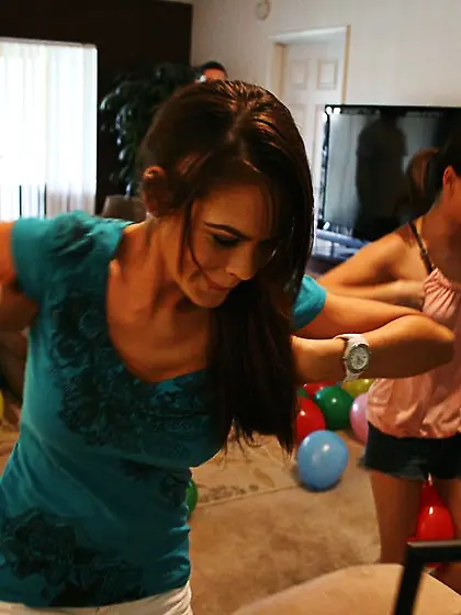 Crazy birthday party turns into a fantastic orgy,  two lovely bab