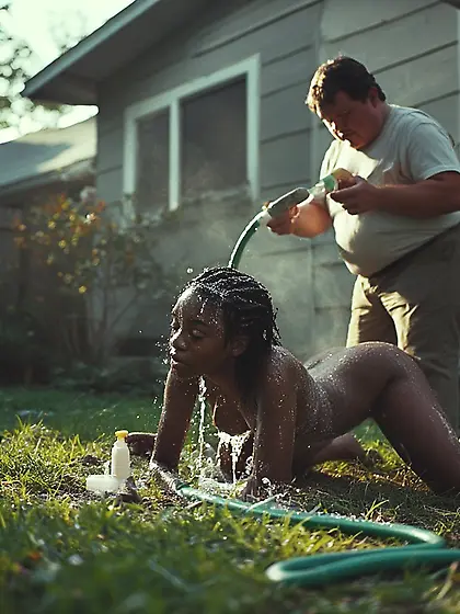Washing a Stinky Nigger outside