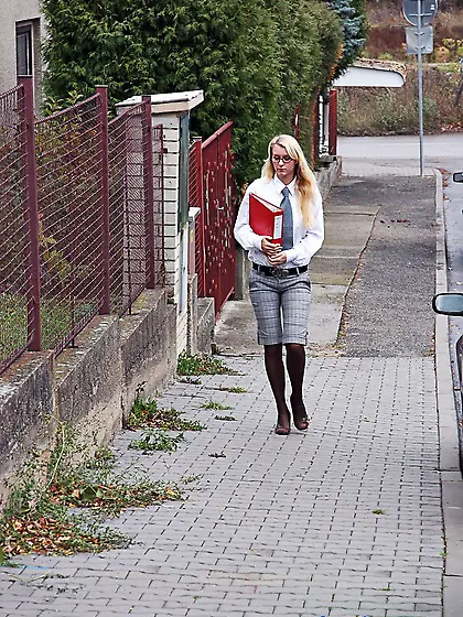 Sweet blonde teen receives