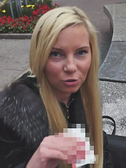 Slim european blonde nailed