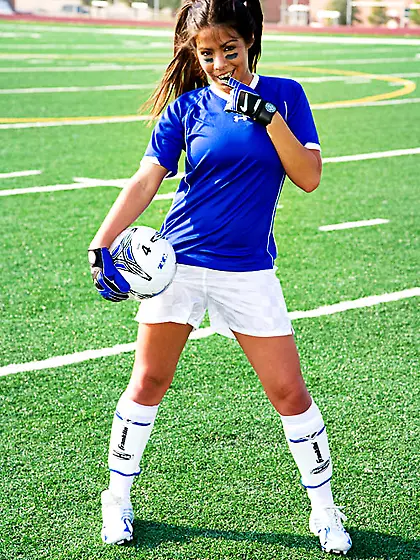 Lady soccer player exposed