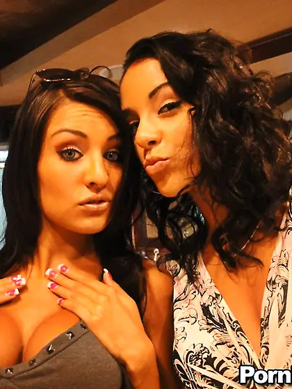 Eva Ellington shares hard cock with another hot black haired chi