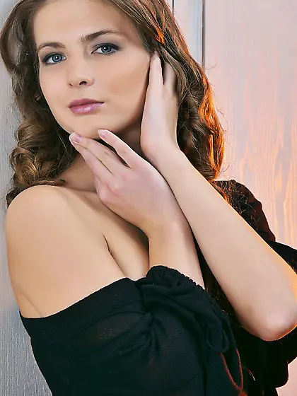 Small titted russian teen Kate E with bald pussy poses naked aft