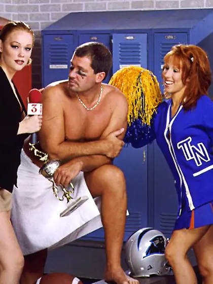 Redhead Blair and her girlfriend have fun with hot man taking hi