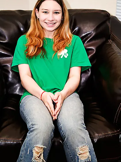 Small tits blonde chick