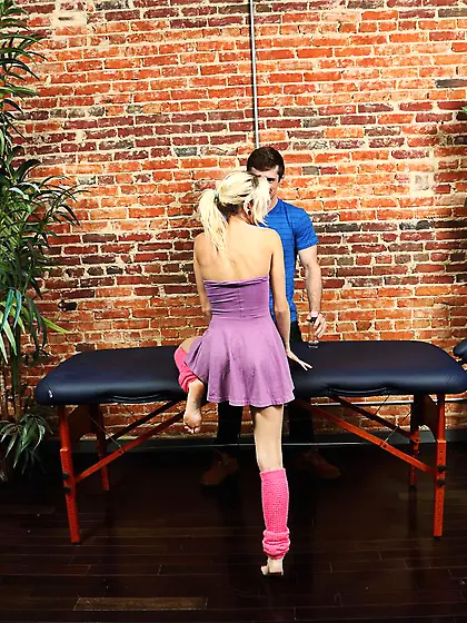 Kinky and excited masseur is massaging so nicely the pussy of Ch