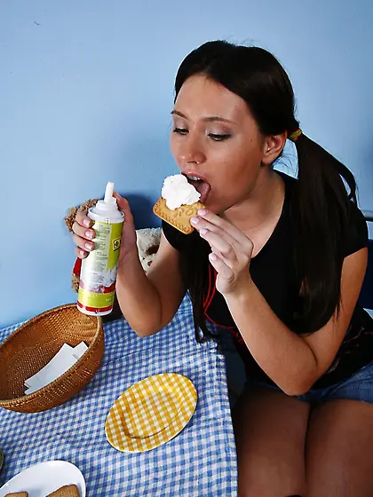 Russian MILF Stasy gets cream on her main erogenous zones during