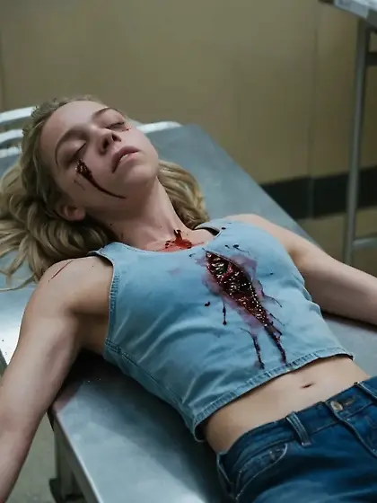 Sydney Sweeney in the morgue