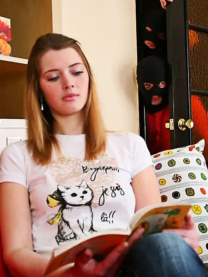 Slutty girl agrees to get drilled by two kinky invaders for some