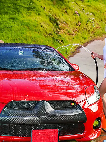 Carwash cuntastrophe with horny Amber Chase and Emma Hix