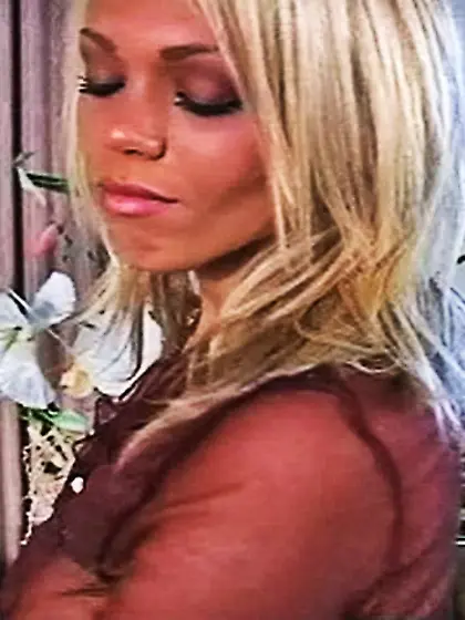 Stunning blonde chick smoking a cigarette...