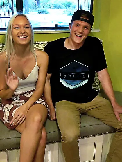 Inked blonde eager ride