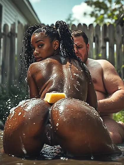 Washing a Stinky Nigger outside