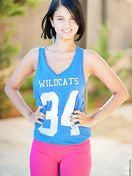 Sporty cutie Inez YLP sports a massive pair of bazongas and she