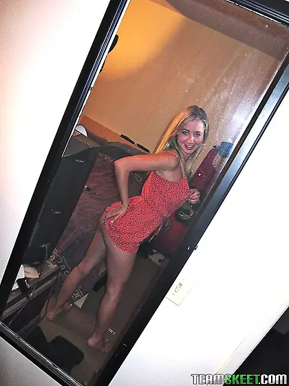 Playful chick Casi James exposes her nipples and bare pussy afte